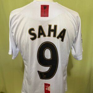 Louis Saha Manchester United #9 Nike Fit Dry Men's White Jersey Shirt Large AIG
